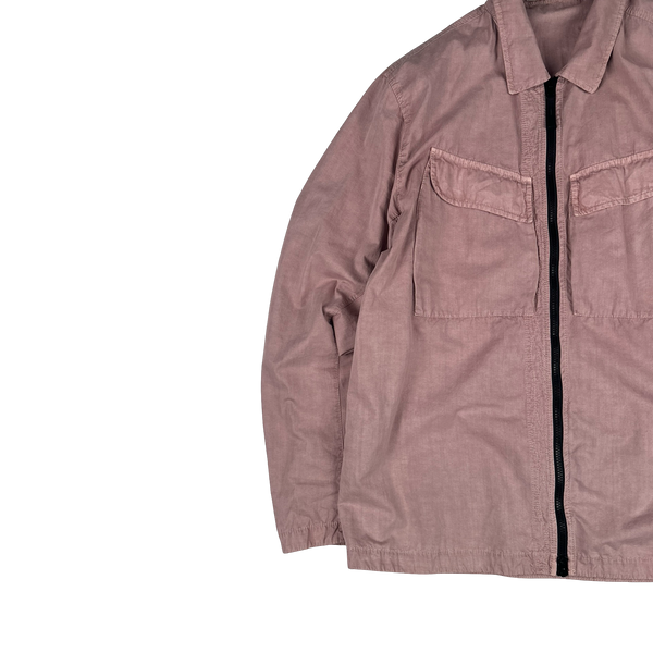 Stone Island 2022 Pink Brushed Cotton Zipped Overshirt - XL