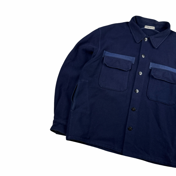 Stone Island 1999 Vintage Navy Lana Wool Multi Pocket Jacket - XXL