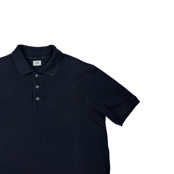 CP Company Navy Cotton Polo Shirt - Large