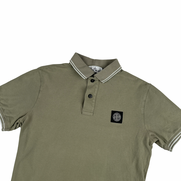 Stone Island Khaki Short Sleeve Polo Shirt - Small