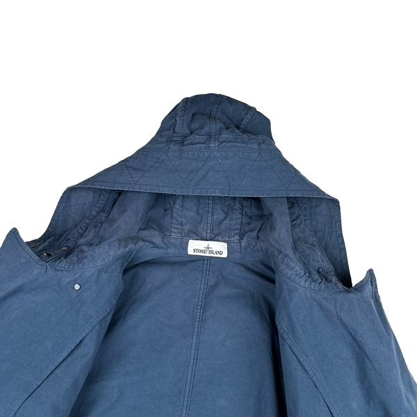 Stone Island 2020 Blue Hooded Cotton Cordura Jacket - Small