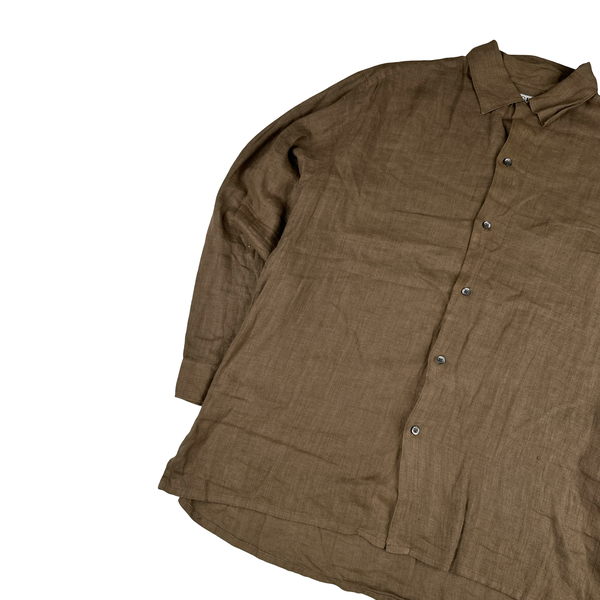 CP Company Vintage Brown 100% Linen Shirt - XXL
