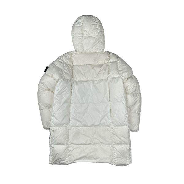 Stone Island 2018 White Long Down Filled Parka Jacket - Large