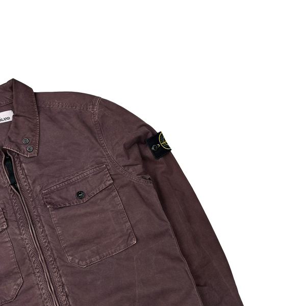 Stone Island 2015 Burgundy Thick Cotton Overshirt - Small