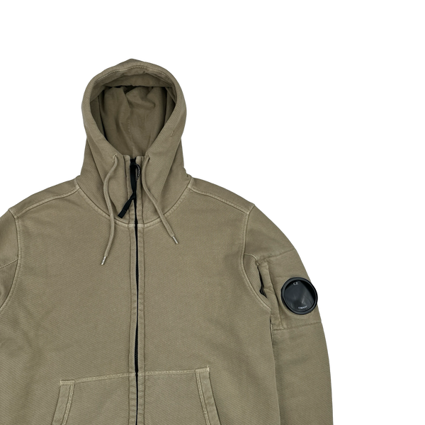 CP Company Beige Lens Viewer Zipped Hoodie - Small