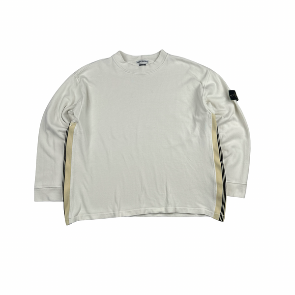 Stone Island AW1995 Vintage Cotton Stripped Detail Crewneck Jumper - XL