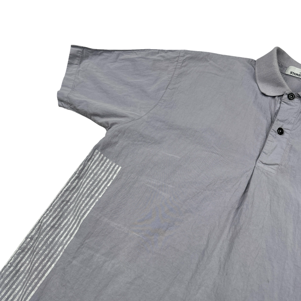 Stone Island 2016 50 Fili Folded Print Reflective Spellout Polo Shirt - Medium