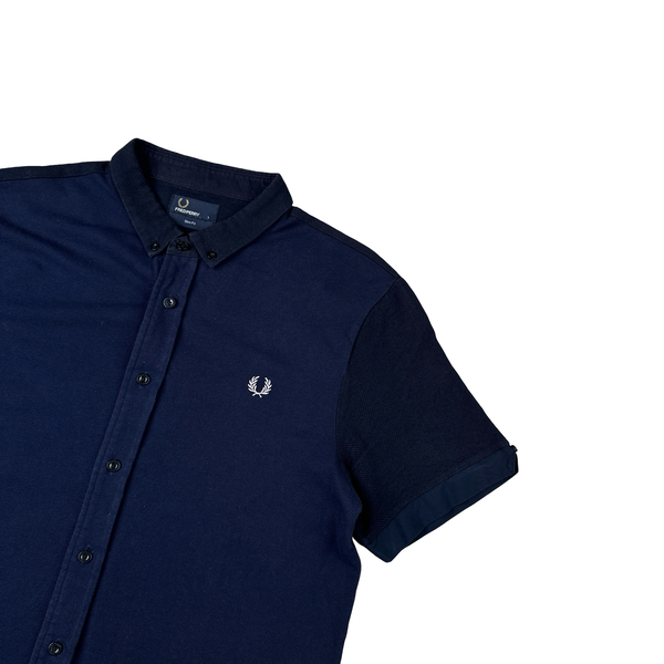 Fred Perry Navy Two Tone Short Sleeve Polo Shirt - Large