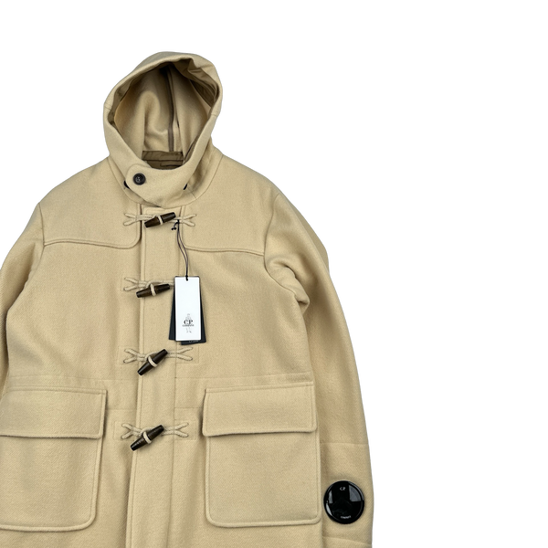 CP Company Tan Wool Spellout Watch Viewer Duffle Jacket - Large