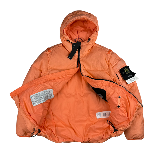 Stone Island 2022 Salmon Pink Crinkle R-NY Down Puffer Jacket - XL/XXL/3XL