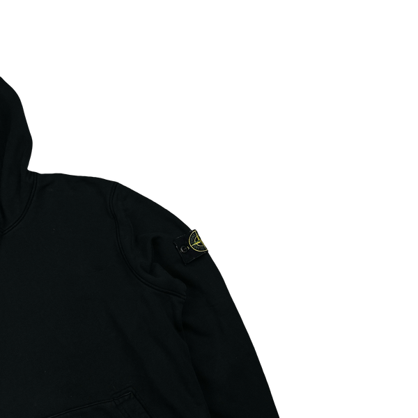 Stone Island 2023 Black Cotton Pullover Hoodie - Large