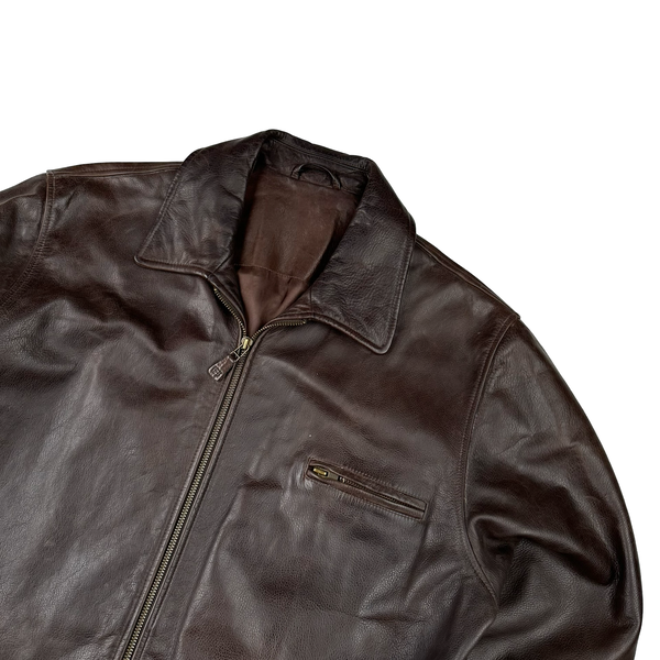 Blue Harbour Brown Heavyweight Leather Jacket - Large