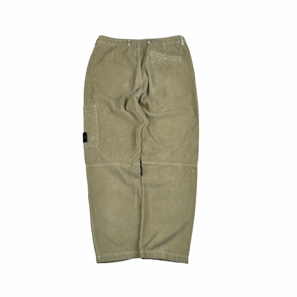 Stone Island 2024 Beige Corduroy Cotton RE Fit Cargo Trousers - 34”