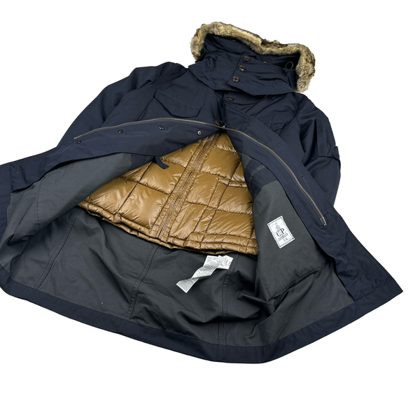 CP Company Navy Down Filled Hooded Parka Jacket - XL