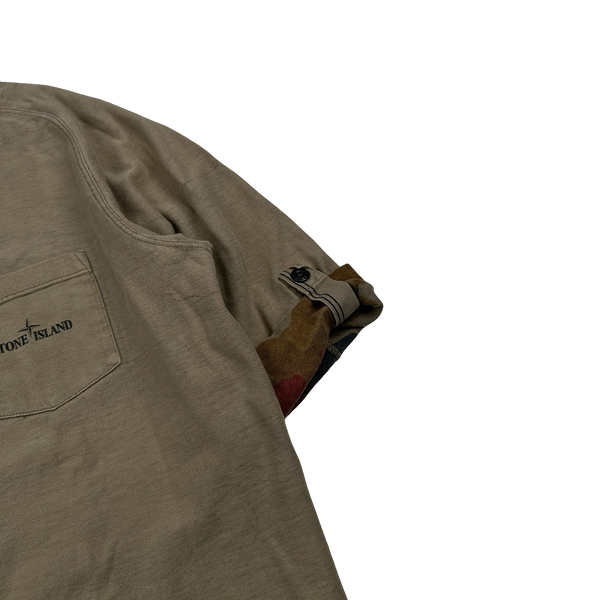 Stone Island 2012 Brown Archive Camo Lined Rolled Sleeved T-Shirt - Large