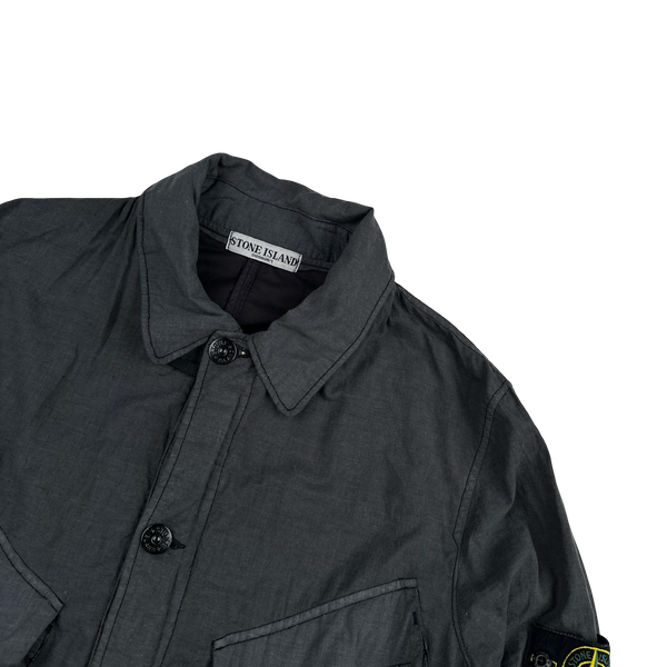 Stone Island 2007 Charcoal Raso Gommato Cotton Jacket - Large