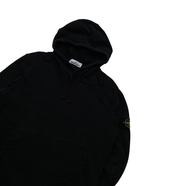 Stone Island 2020 Black Cotton Pullover Hoodie - Medium