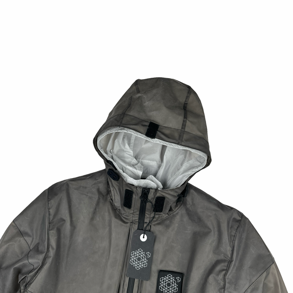 Plurimus Matte Grey Dual Hood Polycover Zipped Jacket - Small