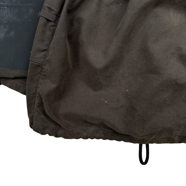 Cp Company Archive 2002 Brown Vulcanised Rubber Hood Lined Goggle Jacket - XXL