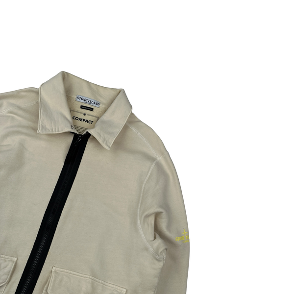 Stone Island 2004 Cream Cotton Compact Zipped Jacket - Medium