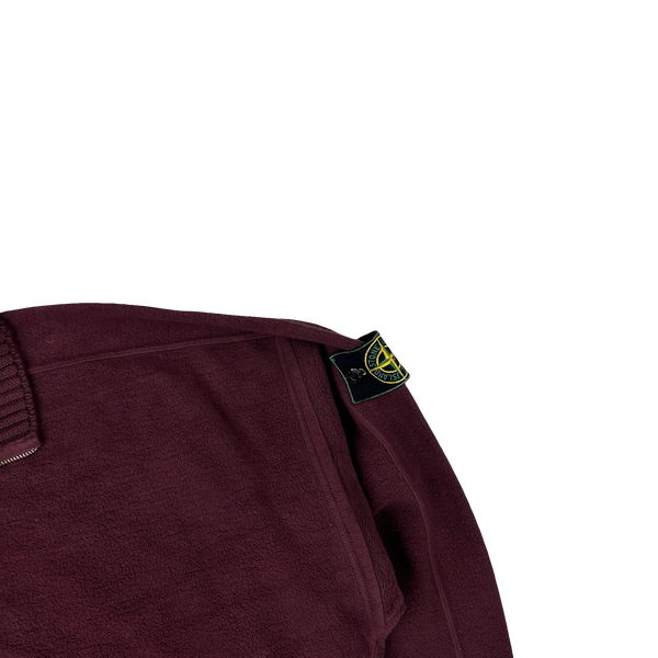 Stone Island Vintage 1990s Bordeaux Red Zipped Quarter Pullover - XL