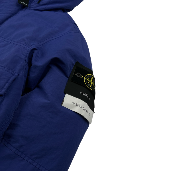 Stone Island 2021 Blue Garment Dyed Naslan Down TC Parker Jacket - Large