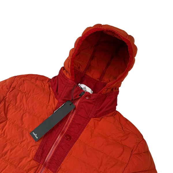 Stone Island 2019 Red Loom Woven Down Chambers Jacket - Medium