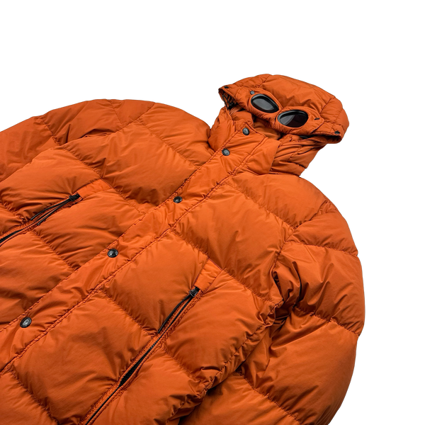 CP Company Burnt Orange Down Filled Nycra Goggle Puffer Jacket - Large