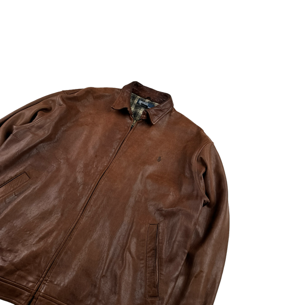 Ralph Lauren Brown Heavyweight Leather Jacket - Large