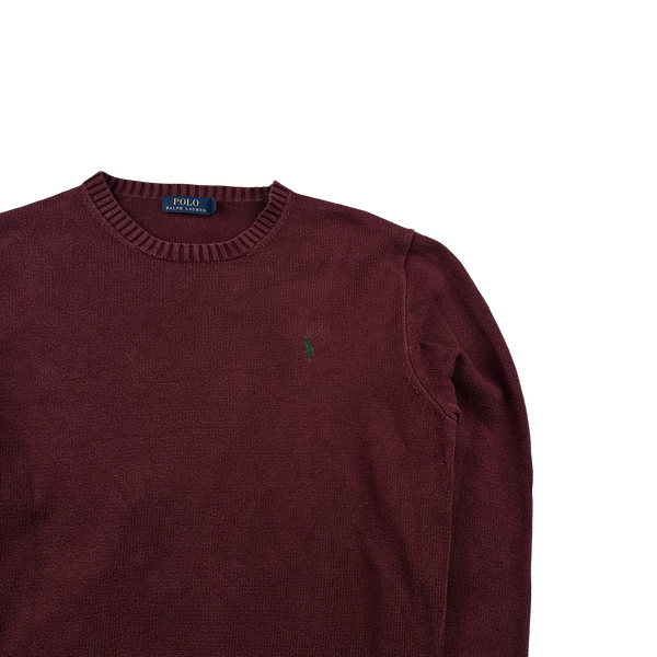 Ralph Lauren Wine Knit Crewneck Jumper - Large