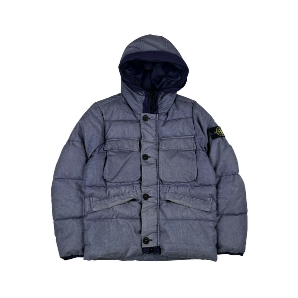 Stone Island Purple Lino Resinato Down-TC Puffer Jacket - Small