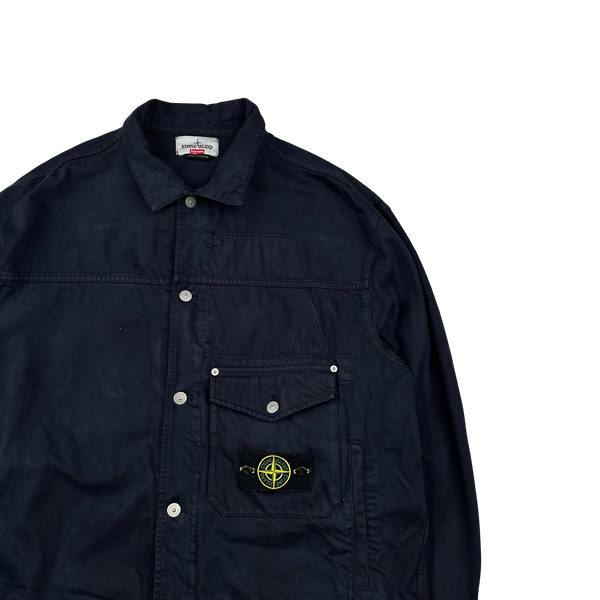 Stone Island x Supreme 2023 Navy Bull Denim TC Jacket - XL