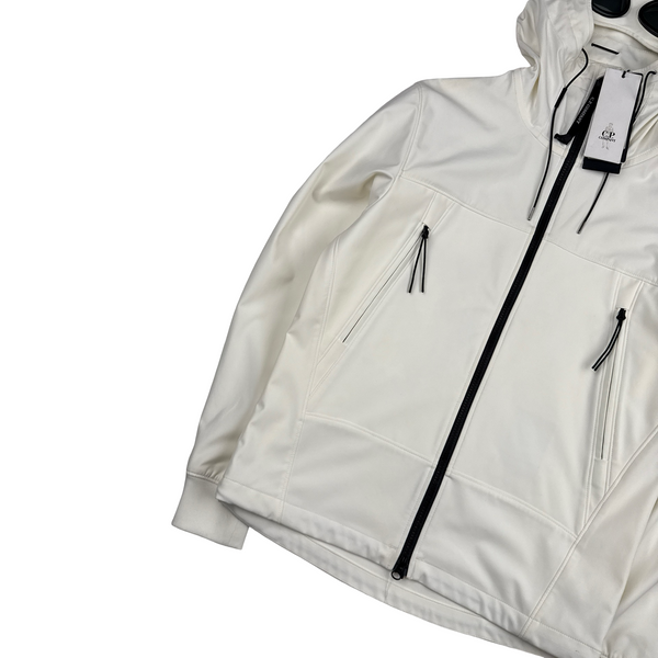 CP Company White Soft Shell R Goggle Hooded Zipped Jacket - XS
