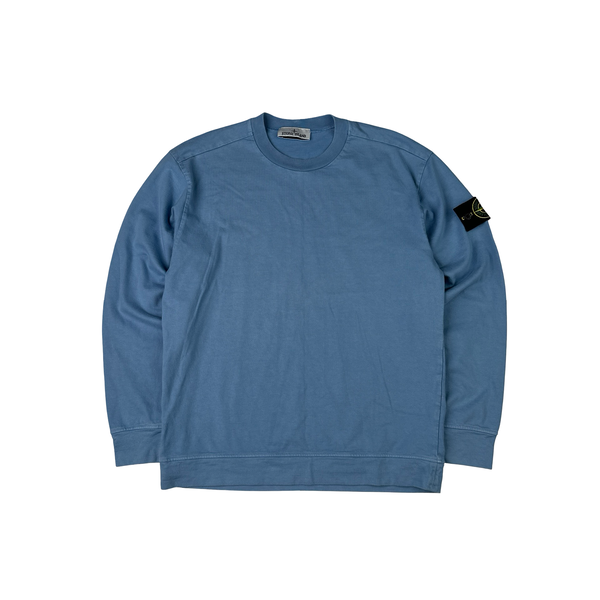Stone Island 2022 Baby Blue Pullover Cotton Jumper - Small