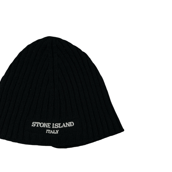 Stone Island 2005 Navy Wool Spellout Beanie