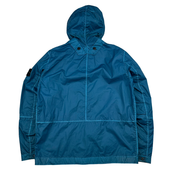 Stone Island Blue Mussola Gommata Melange Jacket - Large
