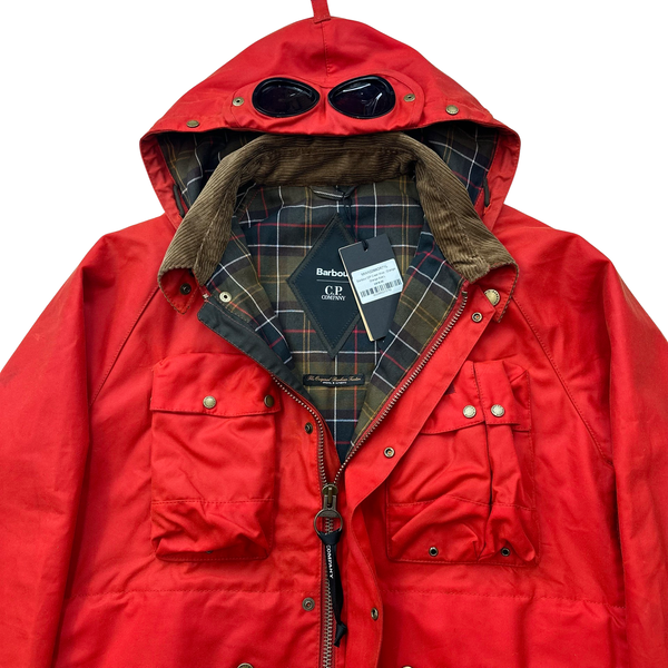 CP Company x Barbour Red Multi Pocket 500 Mille Waxed Jacket - Large