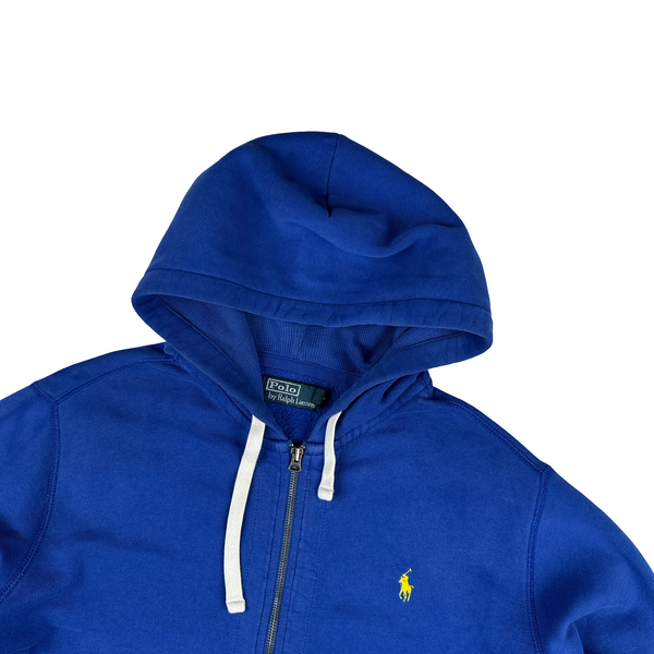 Ralph Lauren Blue Thick Cotton Zipped Hoodie - Medium