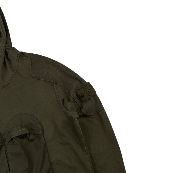 Stone Island 2018 Khaki Ghost Piece Cotton Pullover Hoodie - Medium