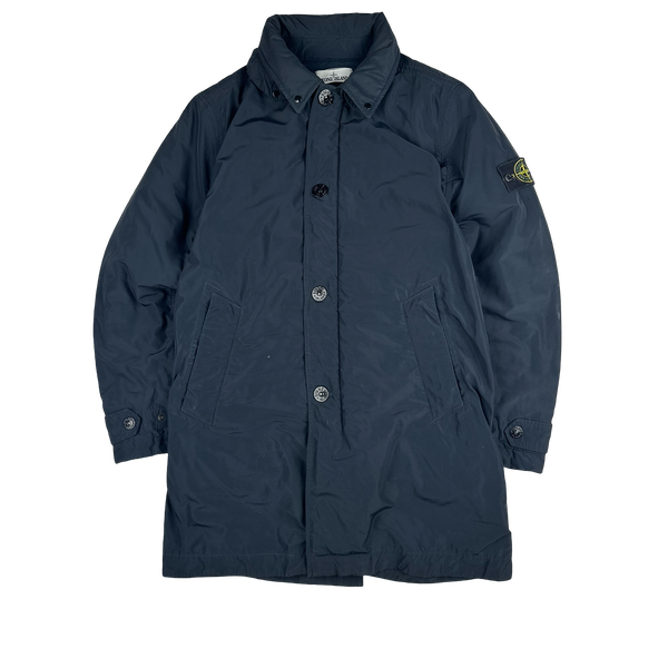Stone Island Micro Reps Navy Primaloft Lined Long Jacket - Medium