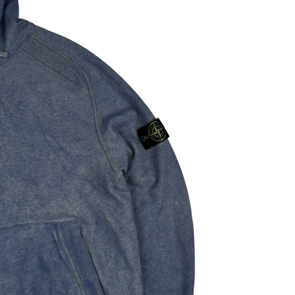 Stone Island 2021 Blue Dust Treatment Pullover Hoodie - Large