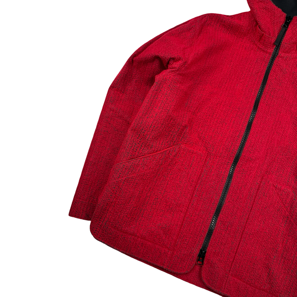 Stone Island 2022 Red Needle Punched Reflective Balaclava Jacket - Large