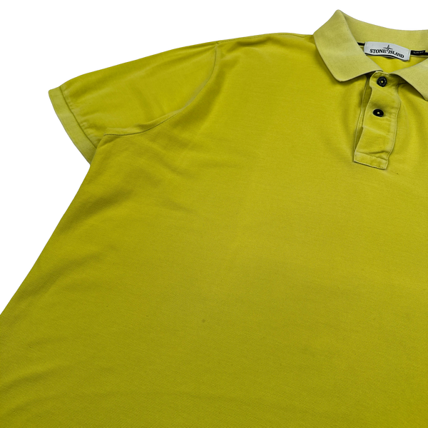 Stone Island Yellow Slim Fit Garment Dyed Polo Shirt - 3XL