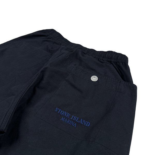 Stone Island 2025 New Season Navy Marina Spellout Cargo Trousers - 30"