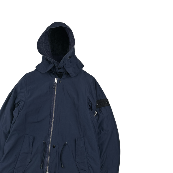 Stone Island 2013 Shadow Project Navy Quilted Fishtail Long Parka Jacket - Medium