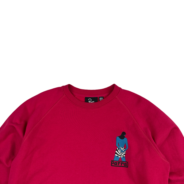 Parra Spellout Graphic Pink Cotton Jumper - Large