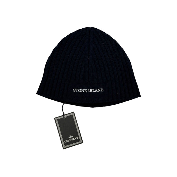 Stone Island 2005 Navy Wool Spellout Beanie