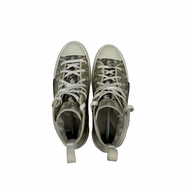 Dior Oblique Monogram High Top White Trainers - UK 9