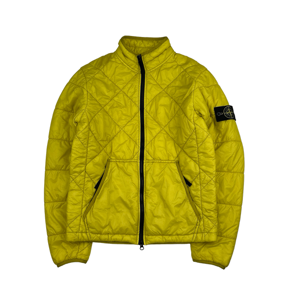 Stone Island 2019 Yellow Garment Dyed Quilted Micro Yarn Bomber Jacket - Small
