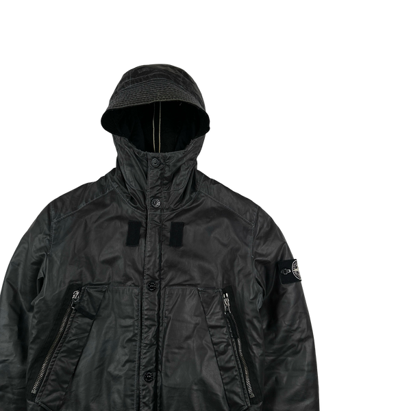 Stone Island 2011 Black/ Blue Waxed Ice 2 Jacket - Small